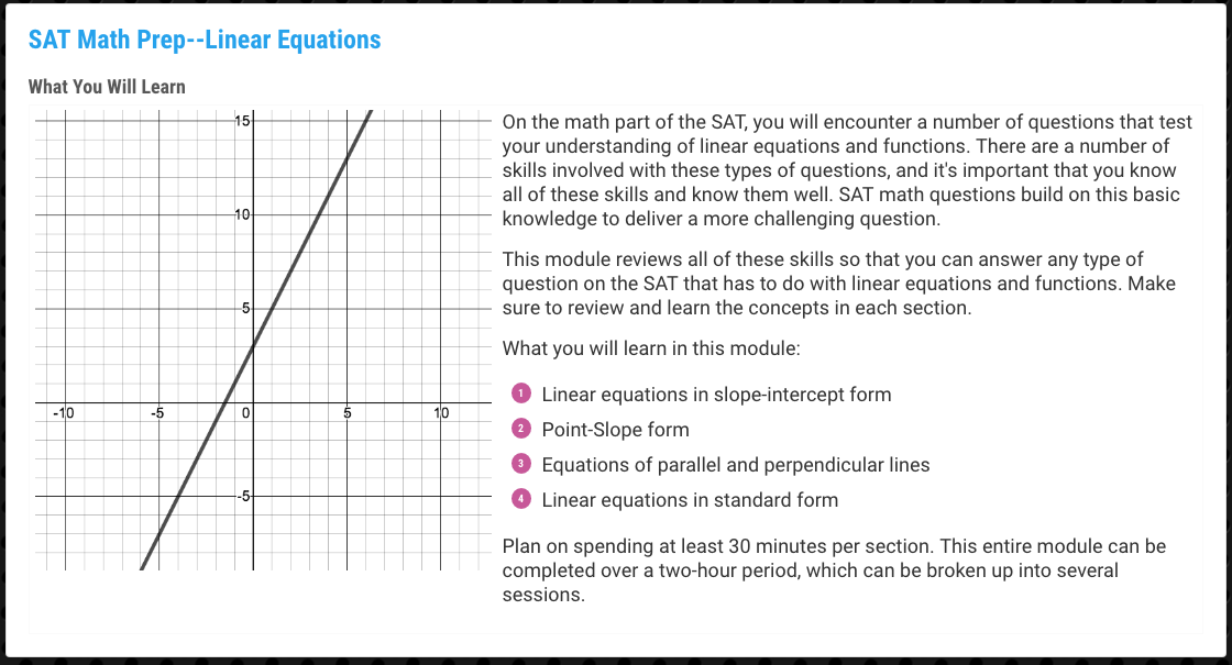 SAT Math Prep--Linear Equations And Functions | Media4Math